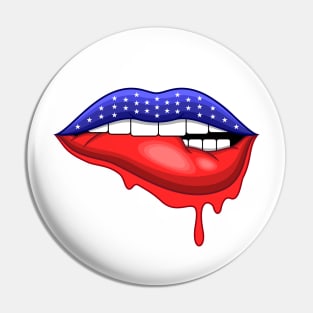 American Flag Biting Lips Pin