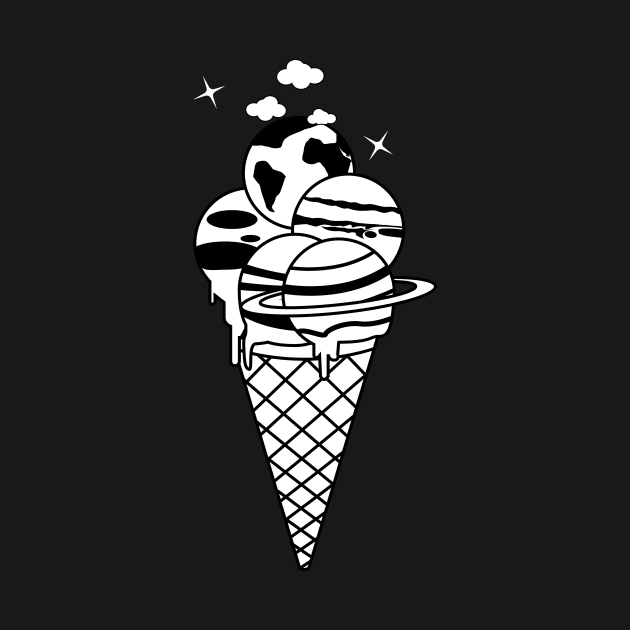 Ice-cream Planet Sci Fi B&W by Yazdani Hashmi