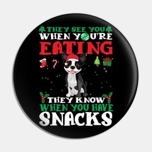 Christmas Dog Eating Snacks Pin