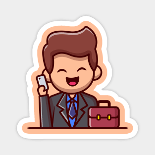 Businessman With Phone And Suitcase (2) Magnet