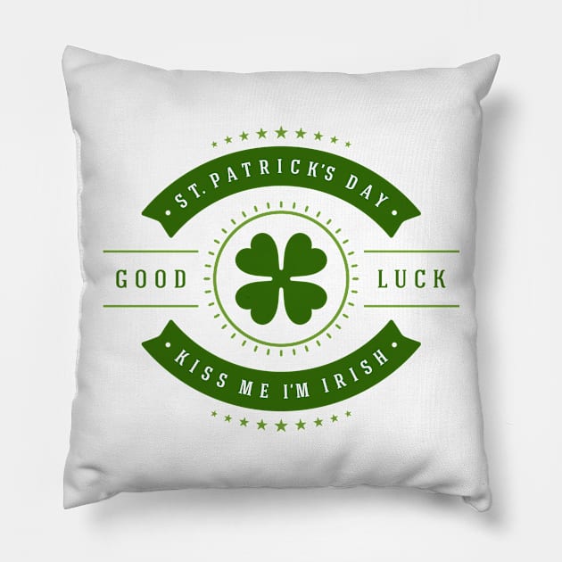 St. Patrick's Day Kiss Me I'm Irish Pillow by CoffeeandTeas