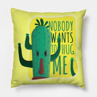 Funny Cactus Cartoon Design Pillow