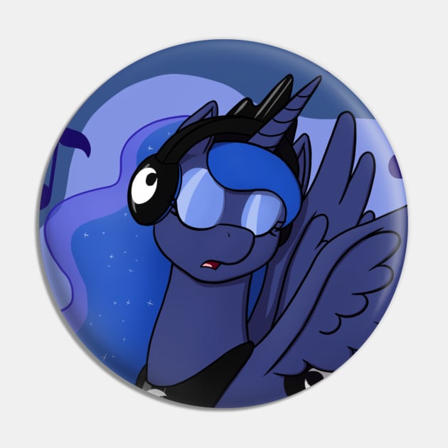 Luna with Headphones Pin by Heartbeat Unicorn