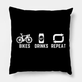 Bikes Drinks Repeat Cycling Shirt, Bicycles Drinks Repeat Cycling Shirt, Cycling and Beer Lover, Casual Cyclist, Bikes and Beers Pillow