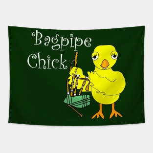 Bagpipe Chick White Text Tapestry