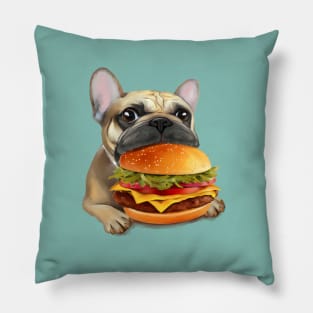 This Cute French Bulldog Proves That Dogs Can Love Fast Food Just As Much As Humans! Pillow