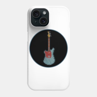 Tiled Pixel Lefty Mustang Guitar in a Black Circle Phone Case