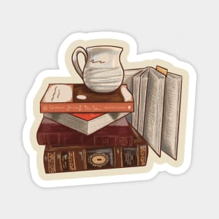 Warm Bookish Bookstack Magnet