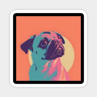 Pug in 70's Magnet