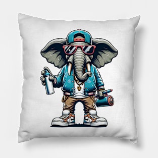 Urban Cool Elephant Graffiti Art Pillow