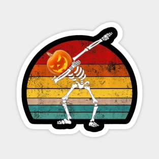 Vintage Funny Halloween Dabbing Skeleton Pumpkin Magnet