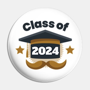 Class of 2024 Moustache Design - Happy Graduation Day Celebration Pin