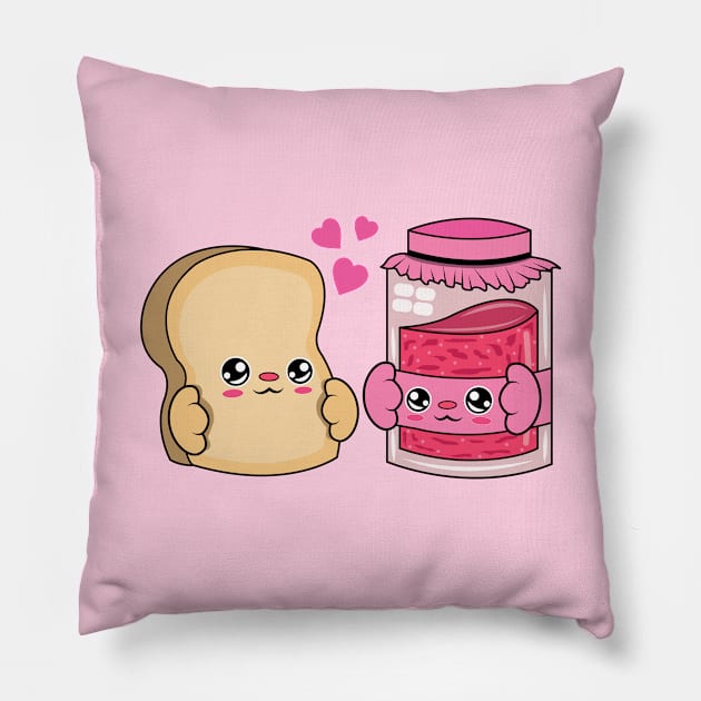 All i need is bread and jam, Kawaii bread and jam cartoon. Pillow by JS ARTE