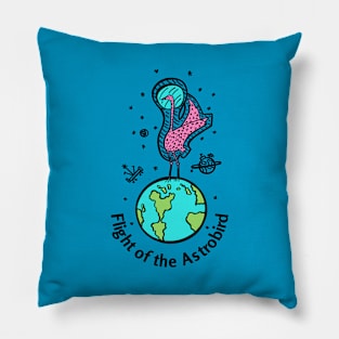 Flight of the Astrobird- Funny Space Bird Design Pillow