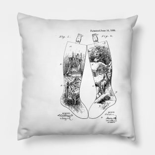 Christmas Socks Design Vintage Patent Drawing Pillow