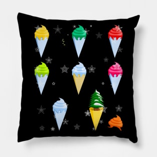 Ice Cream & Christmas Tree Pop Art Funny Ugly Christmas 1960s Pillow