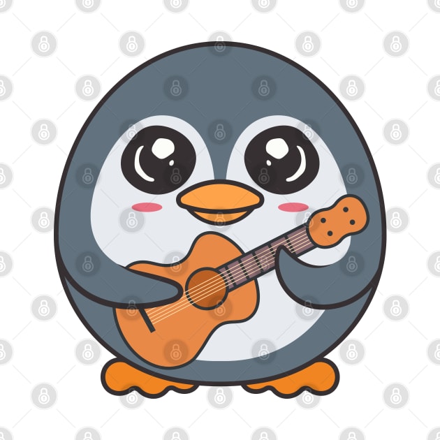 Adorable Penguin Playing Acoustic Guitar Cartoon by RayanPod