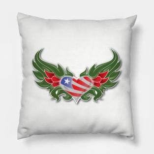 Texas Flag in Heart with Wings Pillow