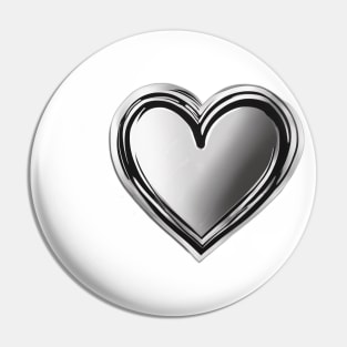 Sleek Chrome Heart on Black Background No. 706 Pin