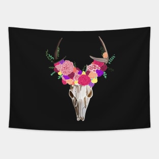 Floral Deer Skull Tapestry