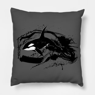 killer whale inc  paint splashes art Pillow