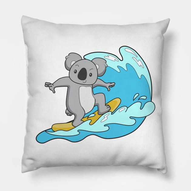 kawaii surfing koala Pillow by theglaze