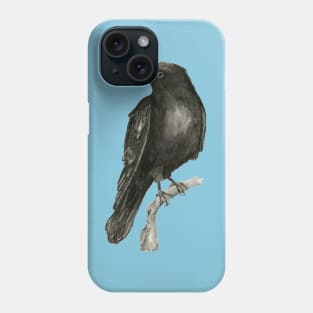 Raven drawing in washed ink Phone Case