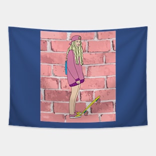 Retro Skateboarder Tapestry