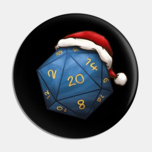 Christmas D20 Dice Blue Pin