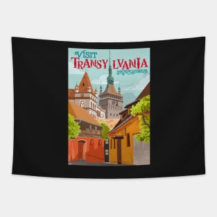 Travel Poster Transylvania - Sighisoara, Siebenbürgen, Segesvár Tapestry