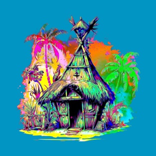 Psychedelic Tiki Hut T-Shirt