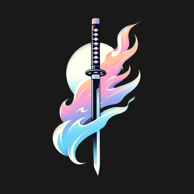 Katana in Pastel Flames by RetroFusion