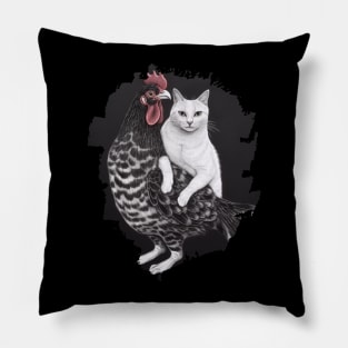 Tuxedo Cat on a Chicken Pillow