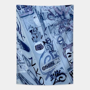 Graffiti Tag Blue Street Art Stickers NYC Tapestry