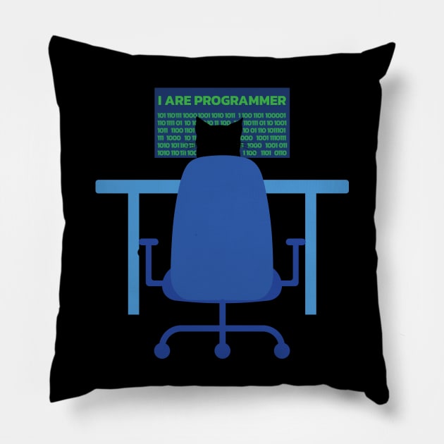 I Are Programmer, Programming Cat Make Computers Pillow by Creativoo