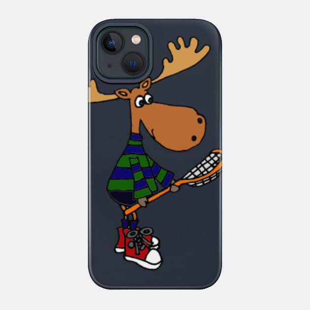 Funny Cute Moose Playing Lacrosse - Lacrosse - Phone Case