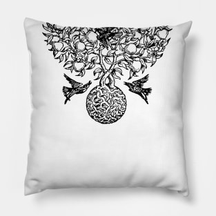 black and white abstract dove illustration Pillow