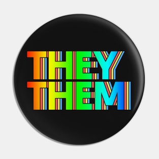 They/Them Pronouns - Retro Style Rainbow Design Pin