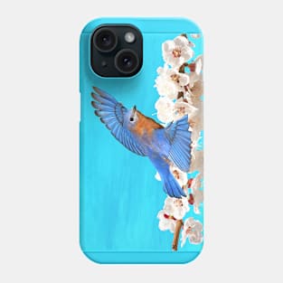 Male Bluebird and Peach Blossoms Phone Case