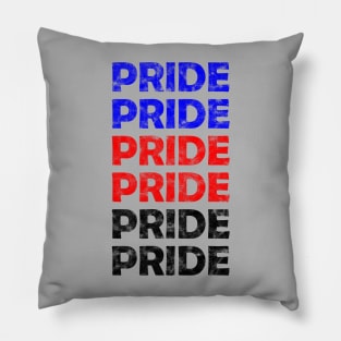 Polyamory Pride Flag Colors Repeating Text Design Pillow