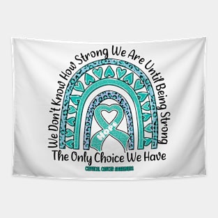 Cervical Cancer Awareness - rainbow leopard ribbon strong Tapestry