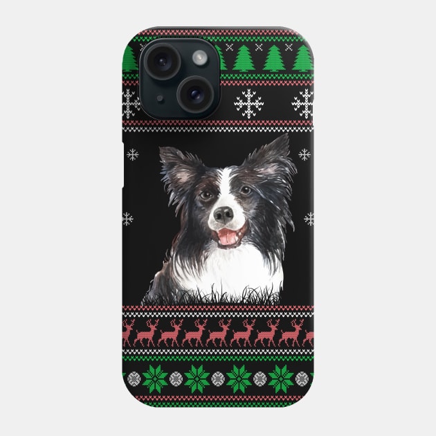 Cute Border Collie Dog Lover Ugly Christmas Sweater For Women And Men Funny Gifts Phone Case by uglygiftideas