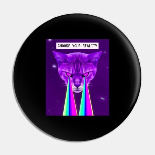 Reality Cat Katze Laser Auge Glitch Vaporwave Goa Pin