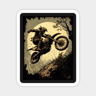 Dirt bike stunt rider with yellow moon Magnet