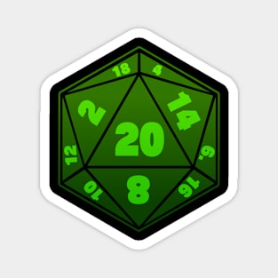 Green DnD D20 Dice Magnet