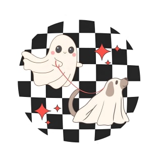 Funny Ghost Walking Dog Ghost Dog Happy Halloween Night T-Shirt