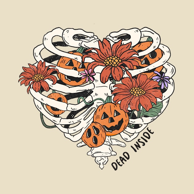 Dead Inside Floral Skeleton Halloween by Teewyld