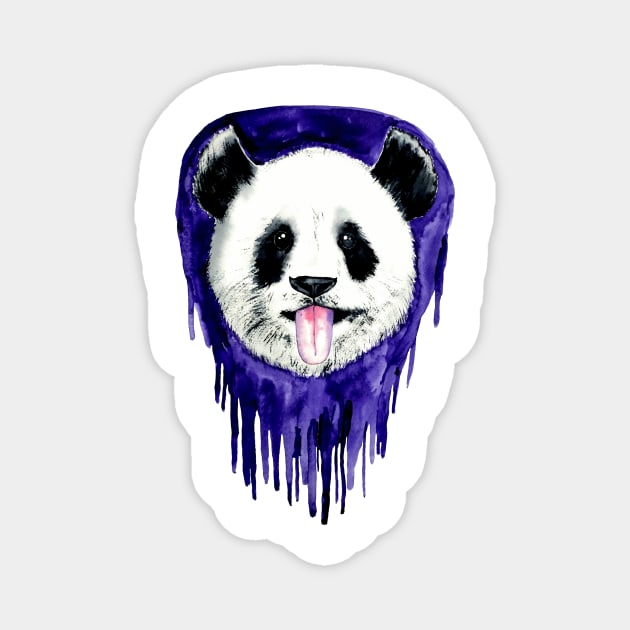 panda bear watercolor art Magnet by NemfisArt