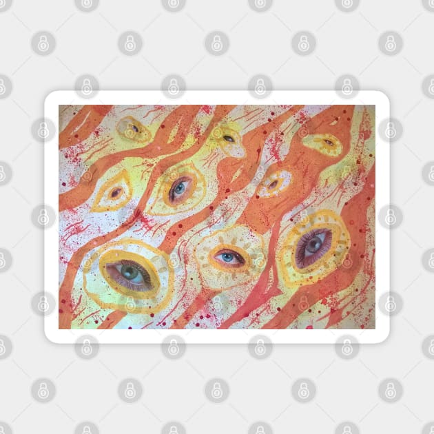 Eyes of women in love. Original painting, mixed media. Magnet by Maltez