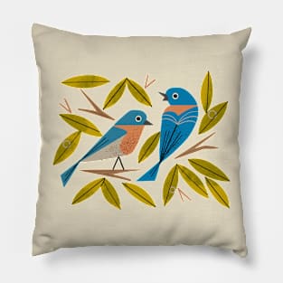 Midcentury Bluebird Pair Pillow